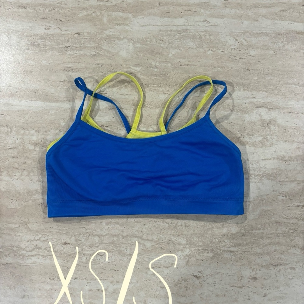 Blue and Yellow Sports Bra